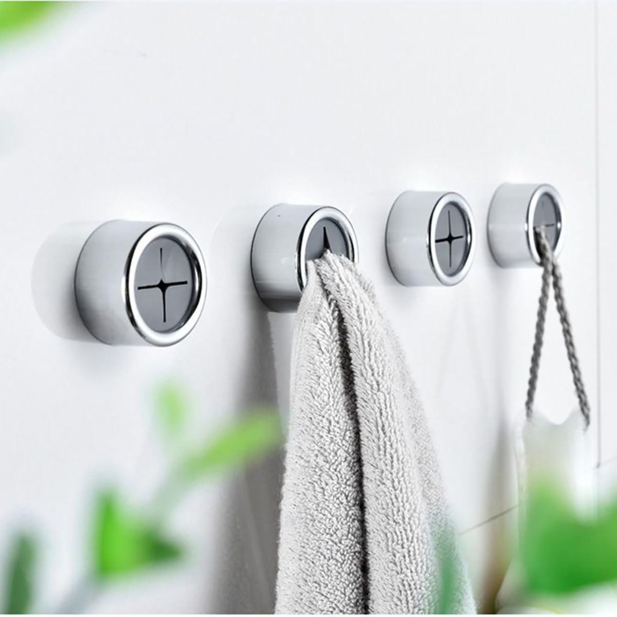 Ultimate | Adhesive Kitchen Dish Towel Holder - 4Pcs Towel Hooks for Cabinet, Push Hand Towel Hanger, Dish Cloth Rag Holder for Home Bathrooms, Kitchens, Garages, RV, Within Easy Reach, Grey 2026