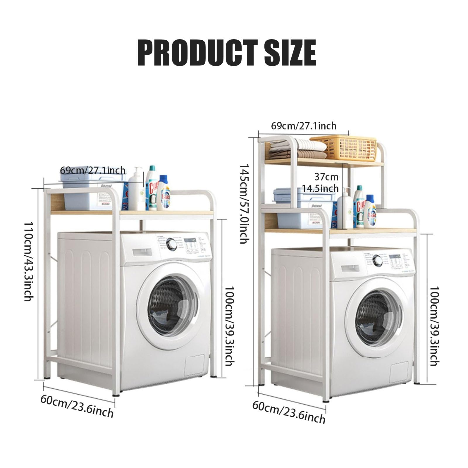 Estante de almacenamiento sobre el inodoro que ahorra espacio, estante de lavandería de dos niveles, solución de almacenamiento de baño negro para una nización eficiente del hogar y un espacio