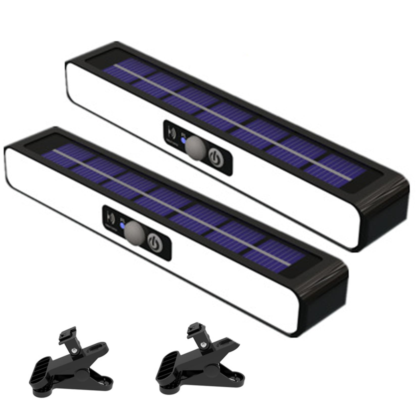Veesper 2Pcs Clip On Solar Lights Outdoor 2 Pack 36 Led Motion Sensor Security Lights Waterproof Solar Gutter With 3 Modes For Garden Patio Fence Pathway Yard