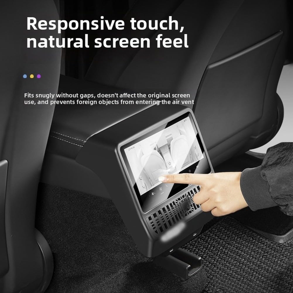Coque de grille d'aération arrière pour Tesla Model Y 3 avec protection d'écran en verre trempé, construction ABS, installation à clipser, protège les évents d'échappement arrière