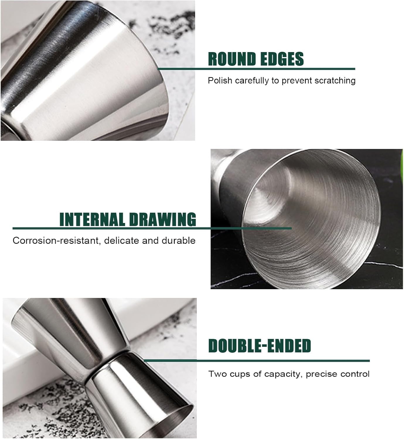 Misurino Doppio Cocktail Acciaio Inossidabile - Con Bilancia, 25 E 50 Ml, Per Bar Professionale - Foto 5