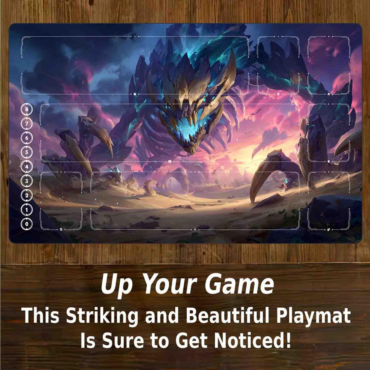 Riftbound TCG Playmat 24x14 pollici con marcatura a zona design non ufficiale inclusa custodia per giochi da tavolo Playmat (Colosso primordiale)