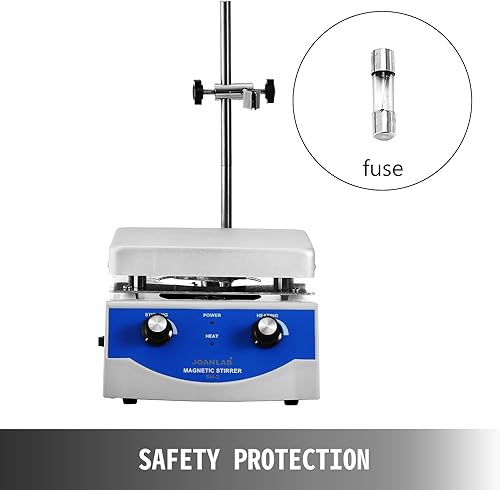 Miniatura 6 de Agitador magnético eléctrico mezclador de placa caliente con barra de agitación laboratorio químico bioloicgal médico (101.4 fl oz 0-1600 rpm)
