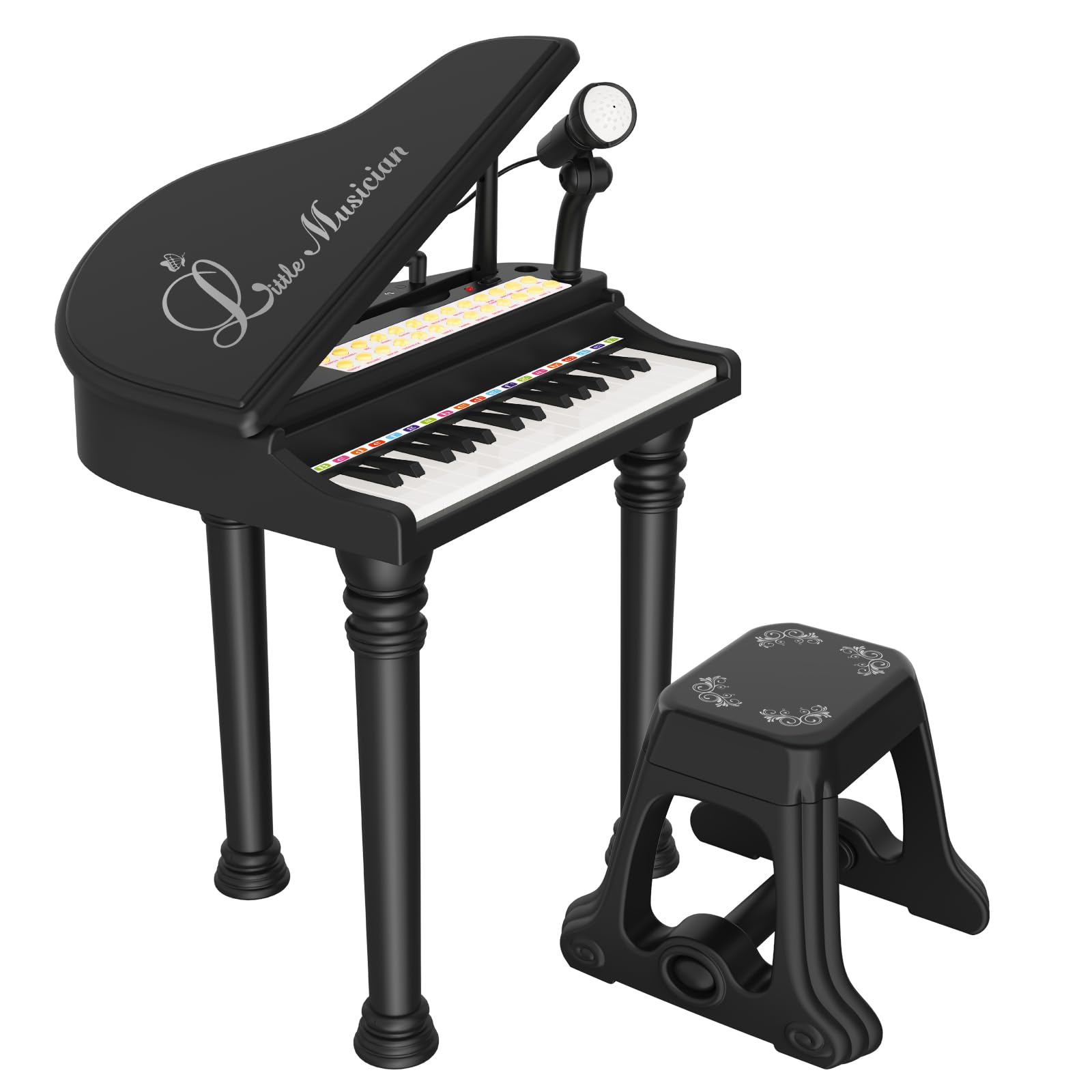 Losbenco Kids Piano Keyboard Toy, Toddler Electronic Musical Instrument Educational Toy with Microphone, Multiple Sounds, Record Playback, Lights &