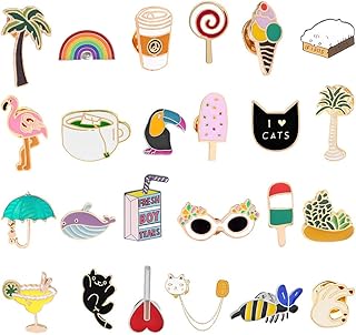 Cute Pins for Backpack-24PCS Cartoon Cactus Food Animal Enamel Cool Brooch Pin Badges Set for Backpack Clothes Bags Novelty Pins Enamel Pin Set Aesthetic Pins(multi pattern-24pcs)