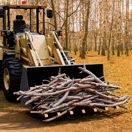 Garvee Clamp on Debris Forks Fit 72" Bucket, 5500 LBS Capacity Heavy Duty 7 Fork Tines Clamp-on Pallet Forks Tractor Bucket Forks for Skid Steer Loader Tractor