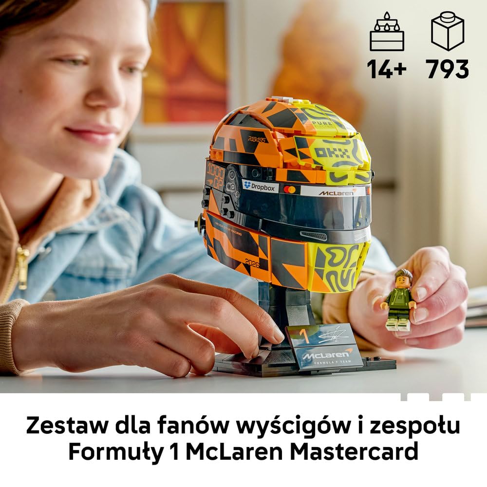 LEGO Editions Kask Lando Norris McLaren Mastercard F1 Team 43023 | Gadżet F1, zestaw klocków dla dzieci i nastolatków, prezent dla fana Formuły 1, dla chłopców i dziewczynek 14+, 793 elementy