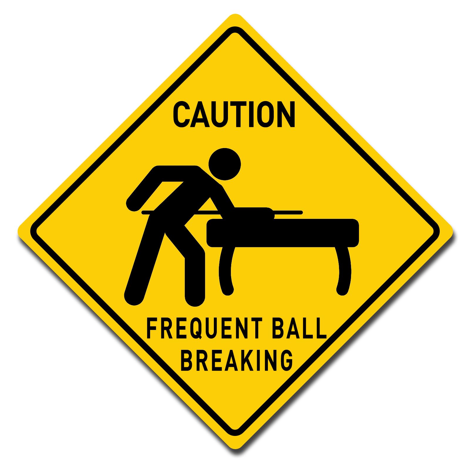Caution Frequent Ball Breaking 12" x 12" Funny Tin Road Sign, Pool Billiards Game Room 8 Ball Player Pub Tavern Home Bar Decor