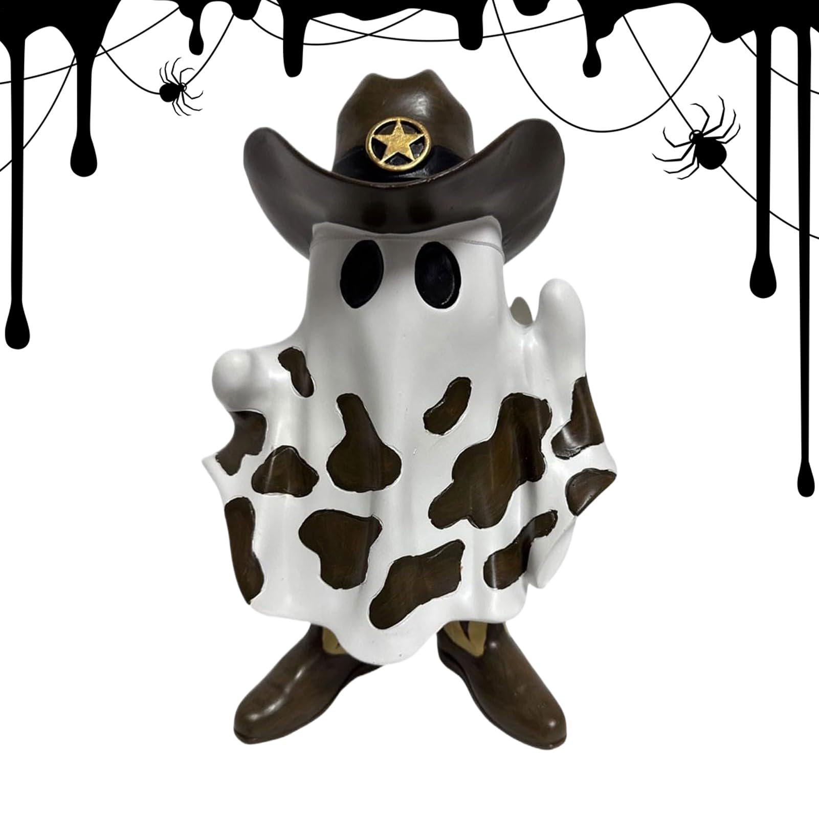 Statue fantôme cowboy en résine : parfait ornement pour étagère, table et jardin d'Halloween
