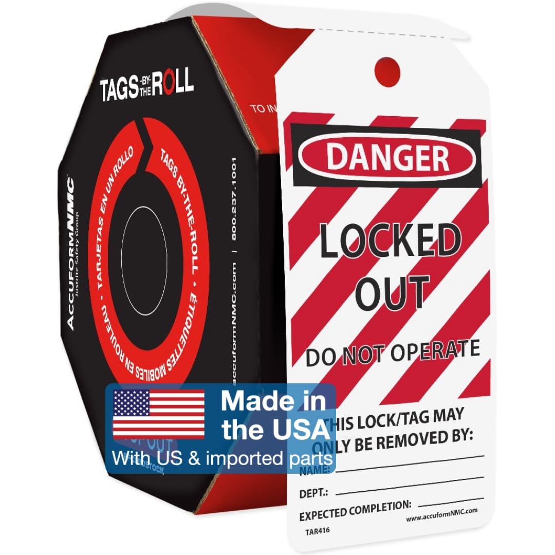 AccuformNMC 250 Lockout Tags by-The-Roll, Danger Locked Out Do Not