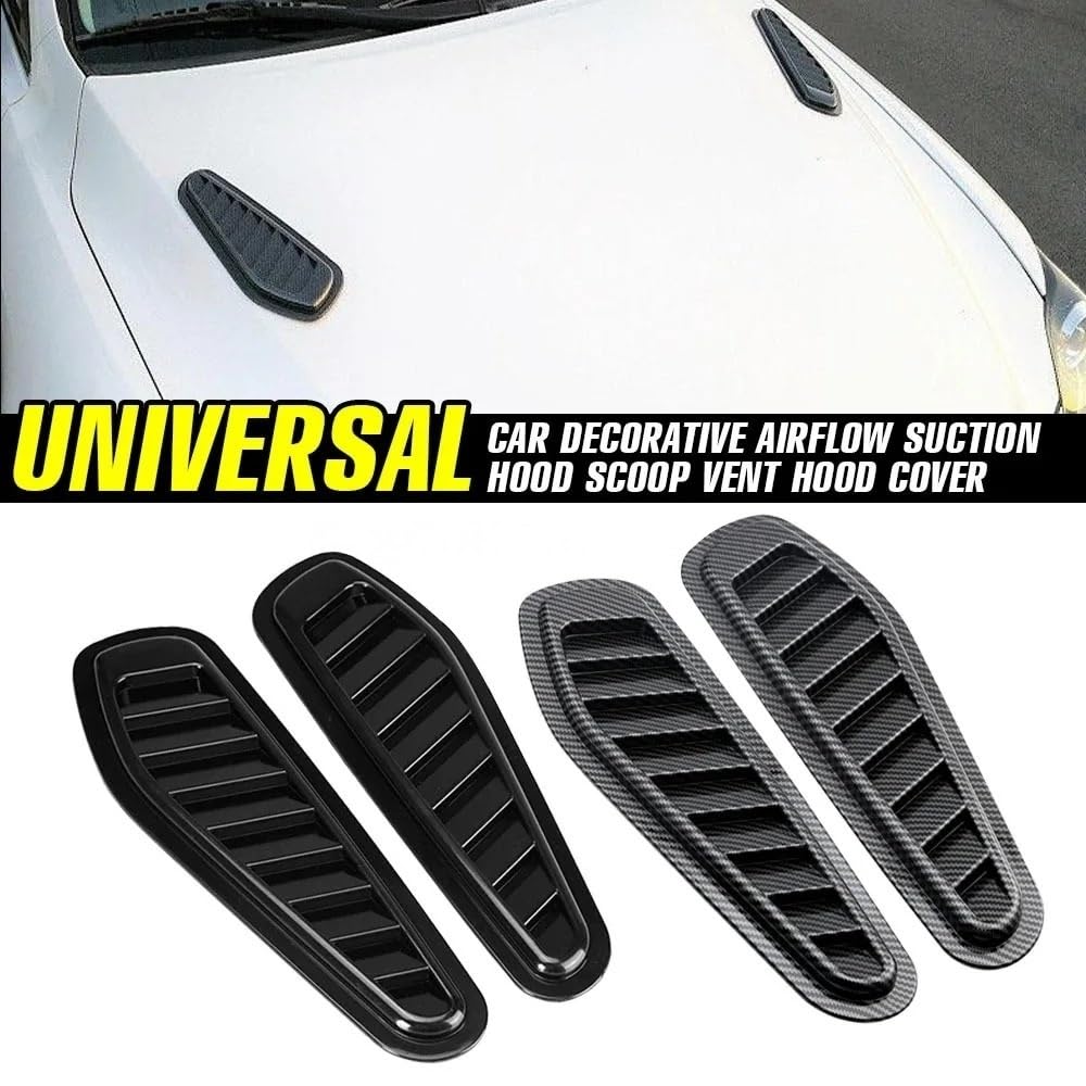 Adesivo Strisce Cofano e Tetto Auto 2 pezzi di motori universali Porta ventilazione cofano motore Auto Accessori modifica della decorazione presa d'aria finta(Carbon fibre)