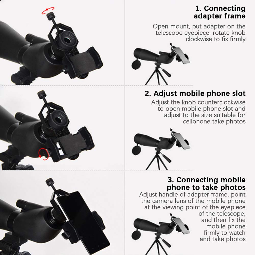 Adapter do Fotografii Telefonu Komórkowego, Uchwyt Adaptera do Telefonu Teleskopowego, Uchwyt Adaptera do Telefonu Komórkowego Kompatybilny z Lornetkami, Lunetami, Teleskopami itp.