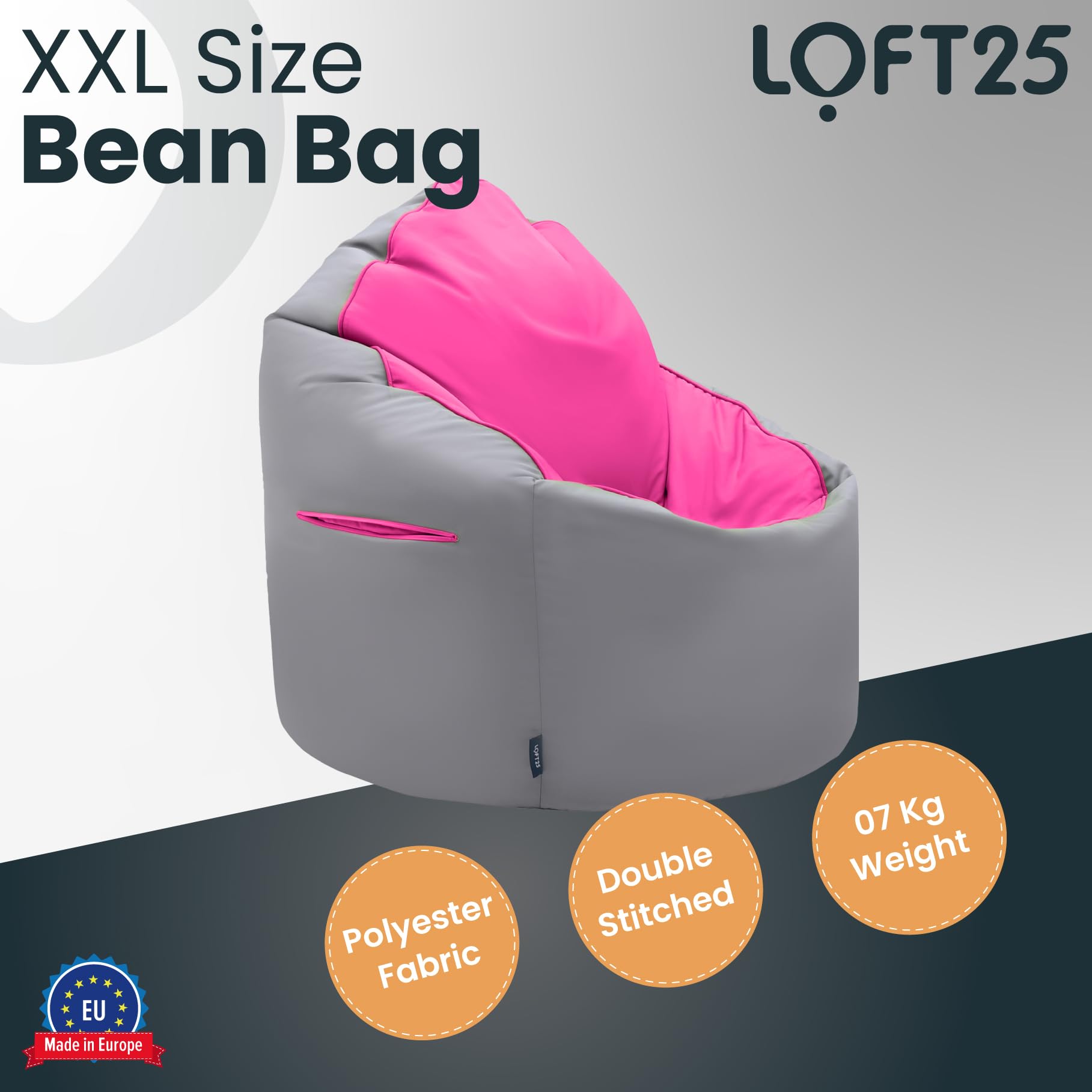 Loft 25 Pouf de jardin pour adulte | Jouet confortable intérieur/extérieur, salon | Dossier haut, résistant à l'eau, doux au toucher | Design ergonomique léger