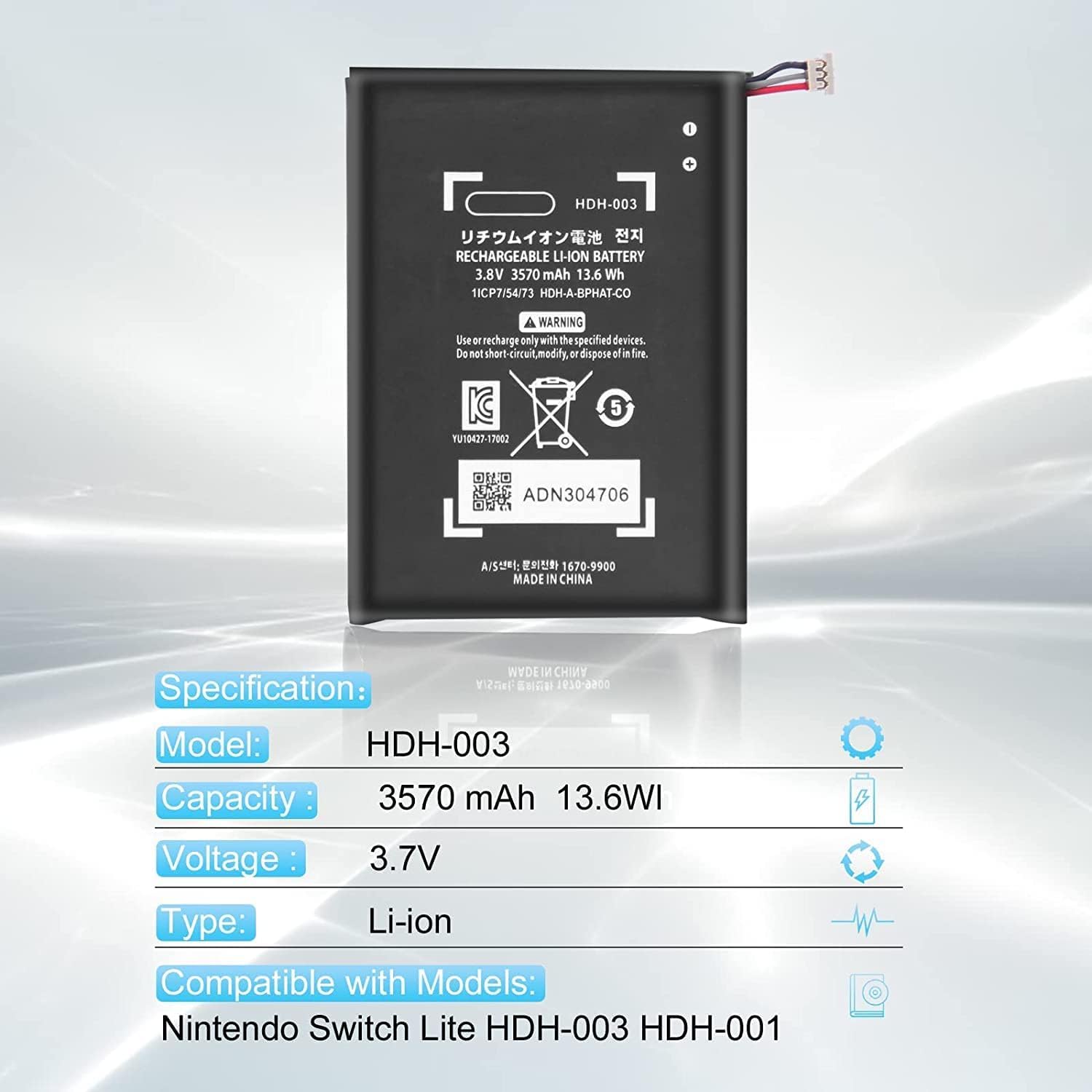 Batería Li-ion 3570mAh para consola de juegos Nintendo Switch Lite HDH-003 HDH-001, nueva actualización interna 0 ciclo, batería de repuesto de alta capacidad con kit de herramientas de reparación