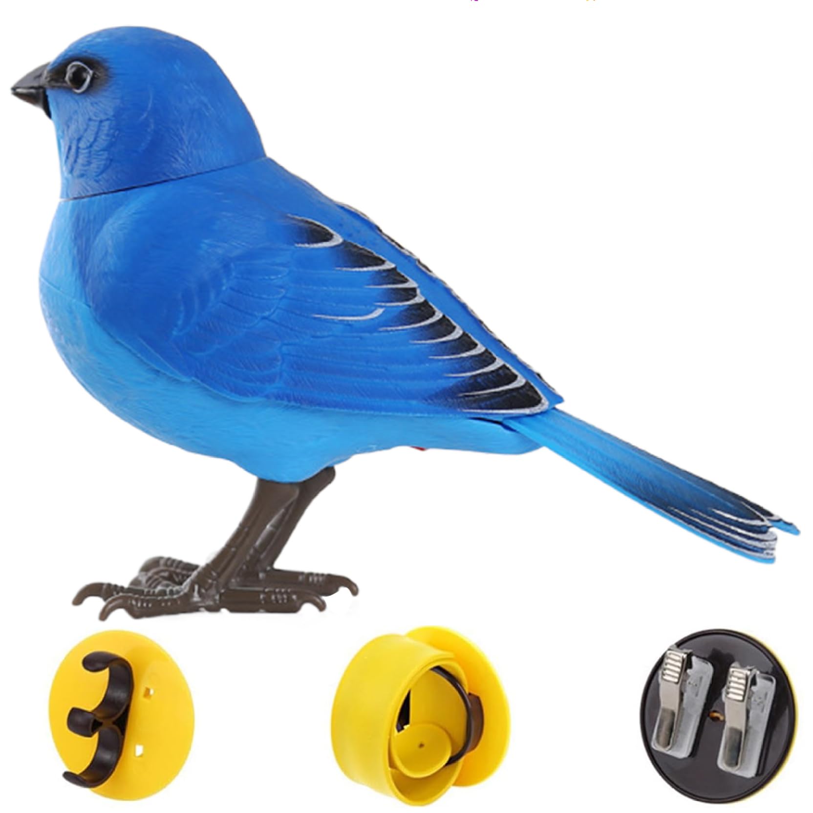 Licsaliwe Sound and Motion Activated Singing Birds – Battery Operated Simulation Bird Toy with Movable Mouse Head 5.3x3.5 Inch for Kids Toys Garden Decor (No Battery)