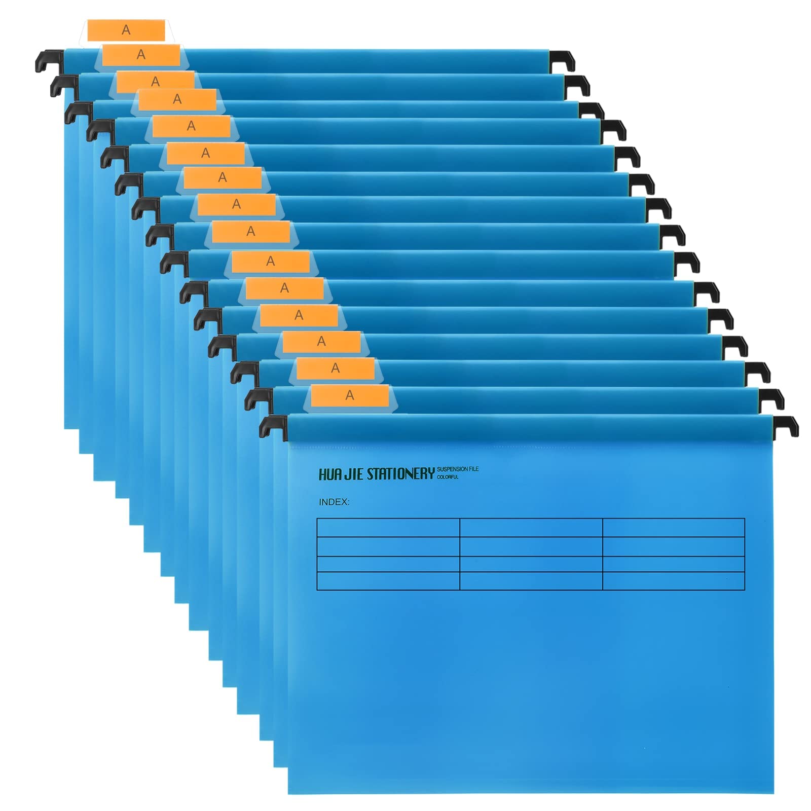 MAKINGTEC A4 Suspension Files, Polypropylene Filing Cabinet Suspension Files with Tabs and Card Inserts for School Home Work Office Organization (12PCS Blue)