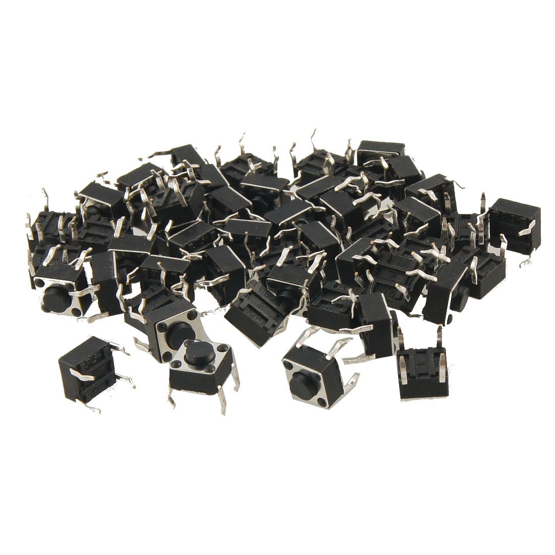 Sourcing Map Black, Silver Tone Sourcingmap Panel Pcb Momentary Tactile Tact Push Button Switch Dip, 6 Mm X 4 Mm