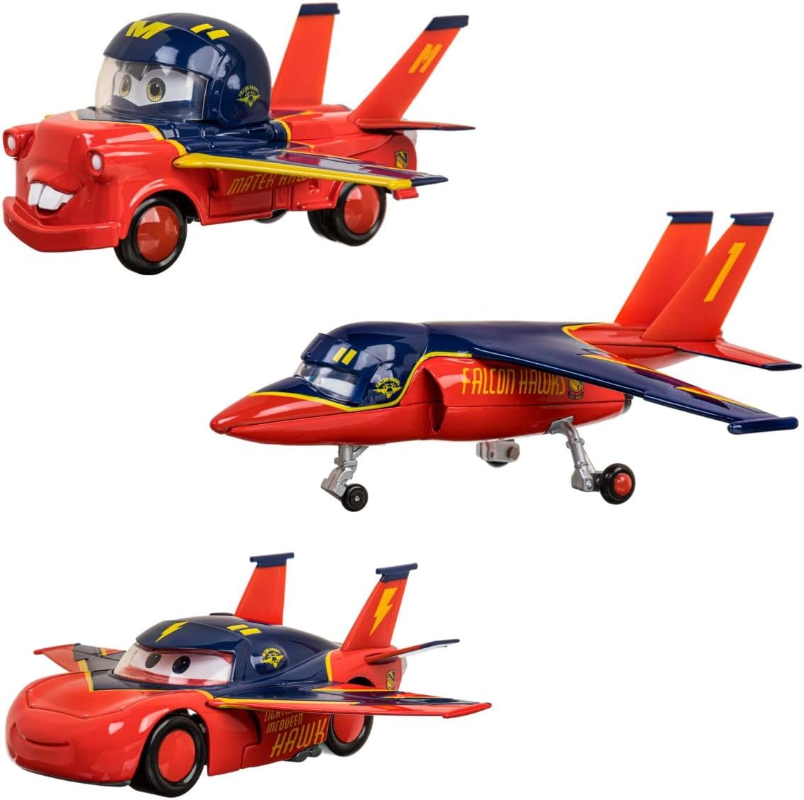 Pixar Cars Diecast 3-Pack: Mater, Falcon, Lightning McQueen Airplanes