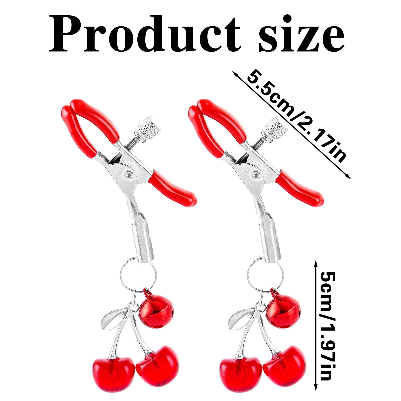 Nipple Clips for Adult Play - 2 Pcs Non Piercing Body Clamp Clip with Cute Charms for Adult Women Couples Bedtime Play: Red Cherry