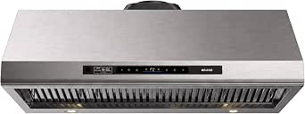 BRANO 48 Inch Outdoor Range Hood with 1400 CFM, Voice, Gesture & Touch Control, 4-Speed Fan, LED Lights, Dishwasher-Safe Filters