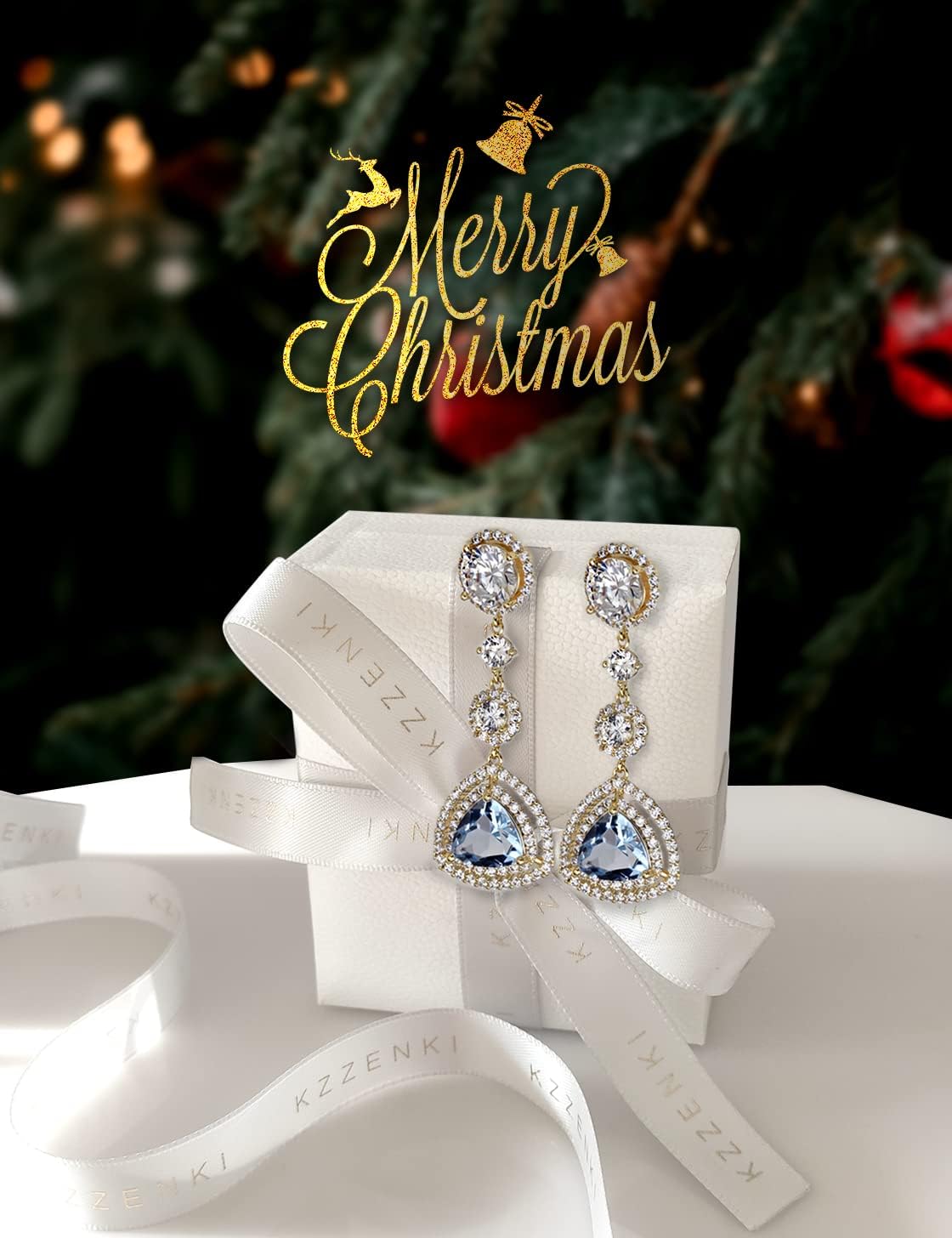 Sky Blue Created Aquamarine Earrings Gold Dangle Earrings for Women, Drop Chandelier Earrings Jewelry Trendy