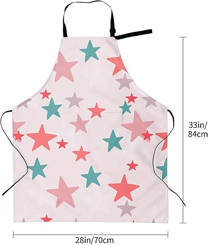 Miniatura 3 de Delantales para mujer con bolsillos, delantal de chef ajustable, correa para el cuello, delantal de cocina