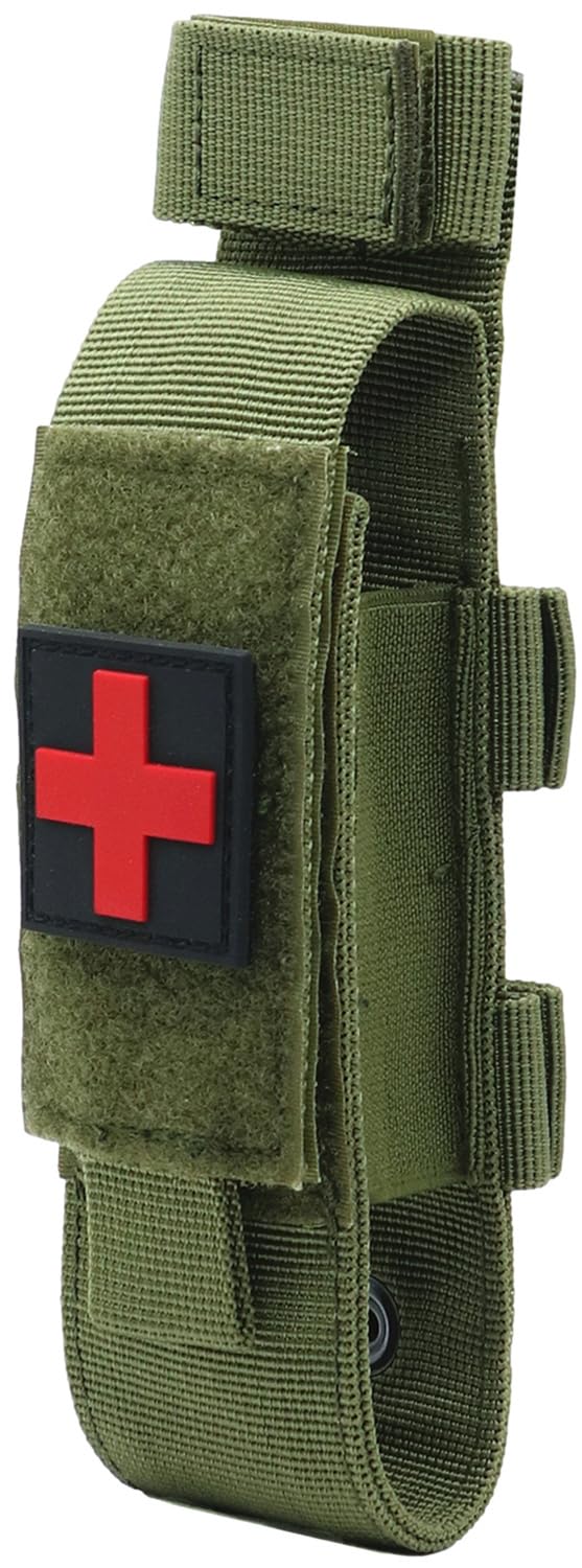 YONCONO Tactical Molle Tourniquet Holder, Portable TQ Military First Aid Equipment Case & Trauma Medical Shear Pouch (Armygreen) — image 1