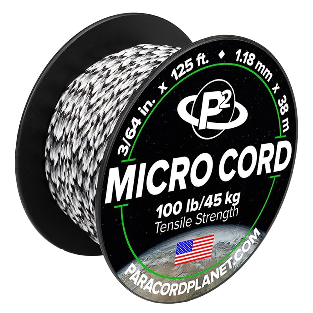 Paracord Planet Micro Paracord – Thin Braided Cord for Crafting, Fishing, and DIY Projects in 38m Spools – Urban Camo
