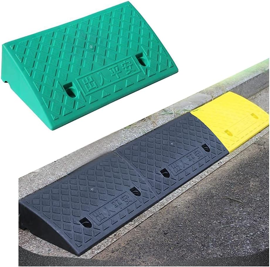 Portable Non-Slip Curb Ramps 50X27X7Cm Green Heavy Duty Bealightweight Heavy Duty Threshold Ramps Kit Set for Driveway Car Motorcycle Wheelchair/2Pcs/50X27X7Cm(19.7X10.6X2.8inch)