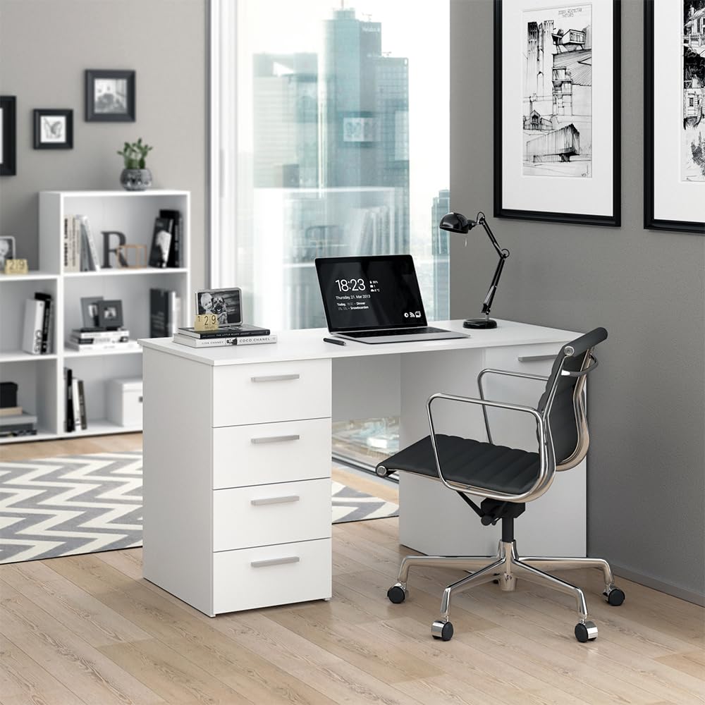 Vicco Scrivania Nico, Bianco, 137 x 60 cm | adatto come postazione di lavoro e combinabile con sistemi di scaffalature