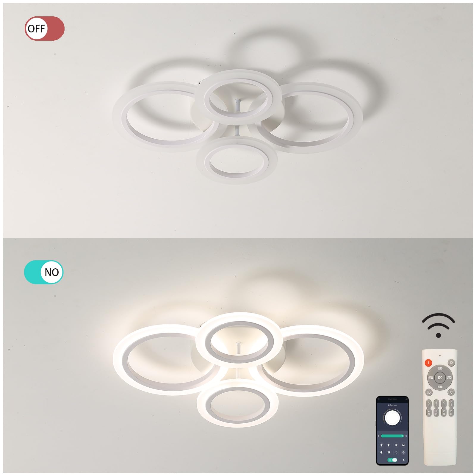 Nowoczesna Lampa Sufitowa LED Ściemniana Kreatywna Lampa Sufitowa Z Pilotem APP Oszczędzaj Energię Oświetlenie Sufitowe Biura Sypialnia Ochrona Oczu Lampy Sufitowe Salon Jadalnia