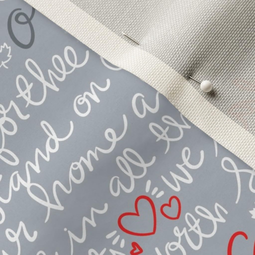 Spoonflower Fabric - Oh Canada Flag Maple Leaf Canadian Gray Red Printed on Upholstery Velvet Fabric Fat Quarter - Upholstery Home Decor Bottomweight Apparel