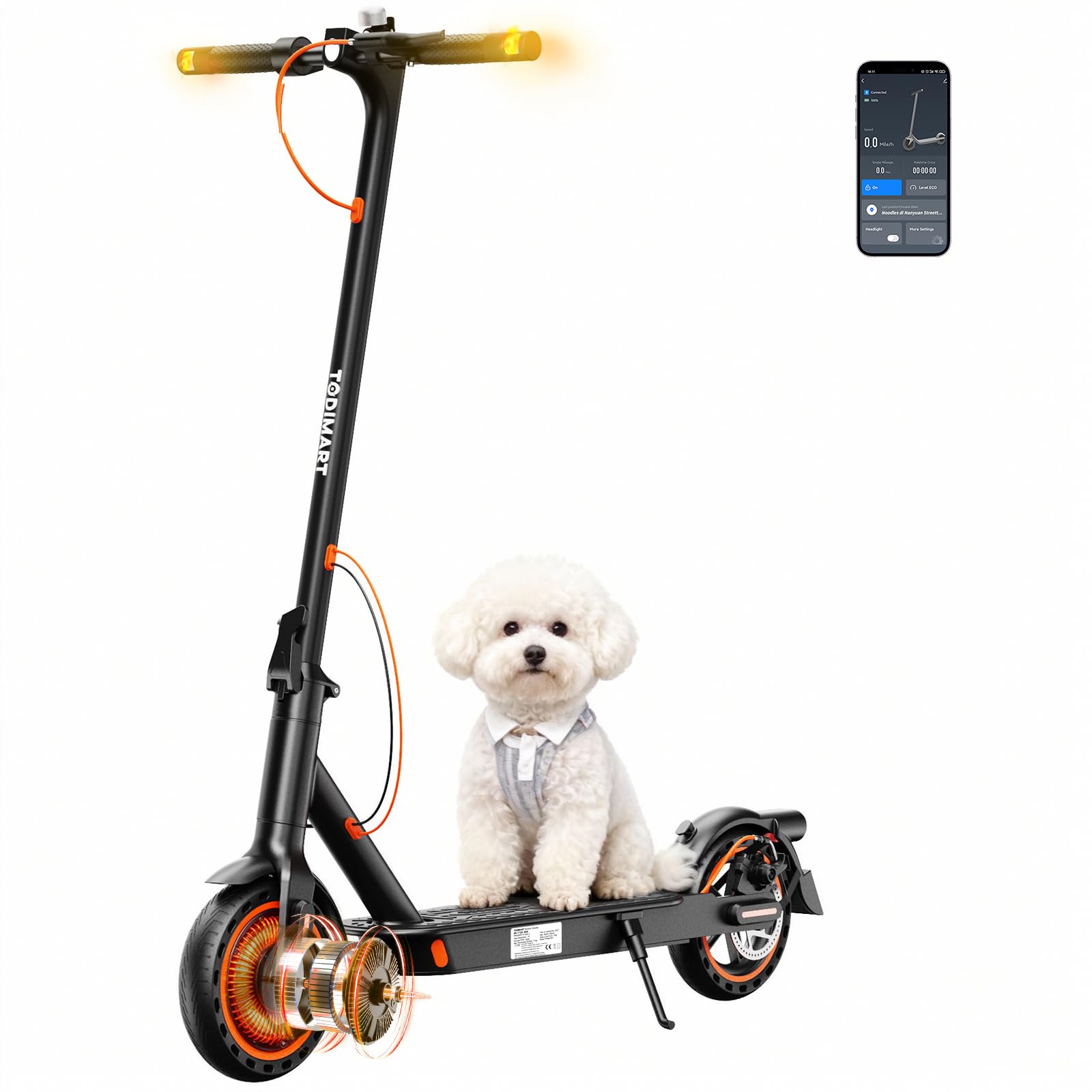 TODIMART T3S Trottinette Electrique Adulte Ultra Legere, Moteur 350W Autonomie 35KM Batterie 36V 7.8Ah,Trottinette électrique Pliable pneus nid d'abeille increvables, avec Clignotants