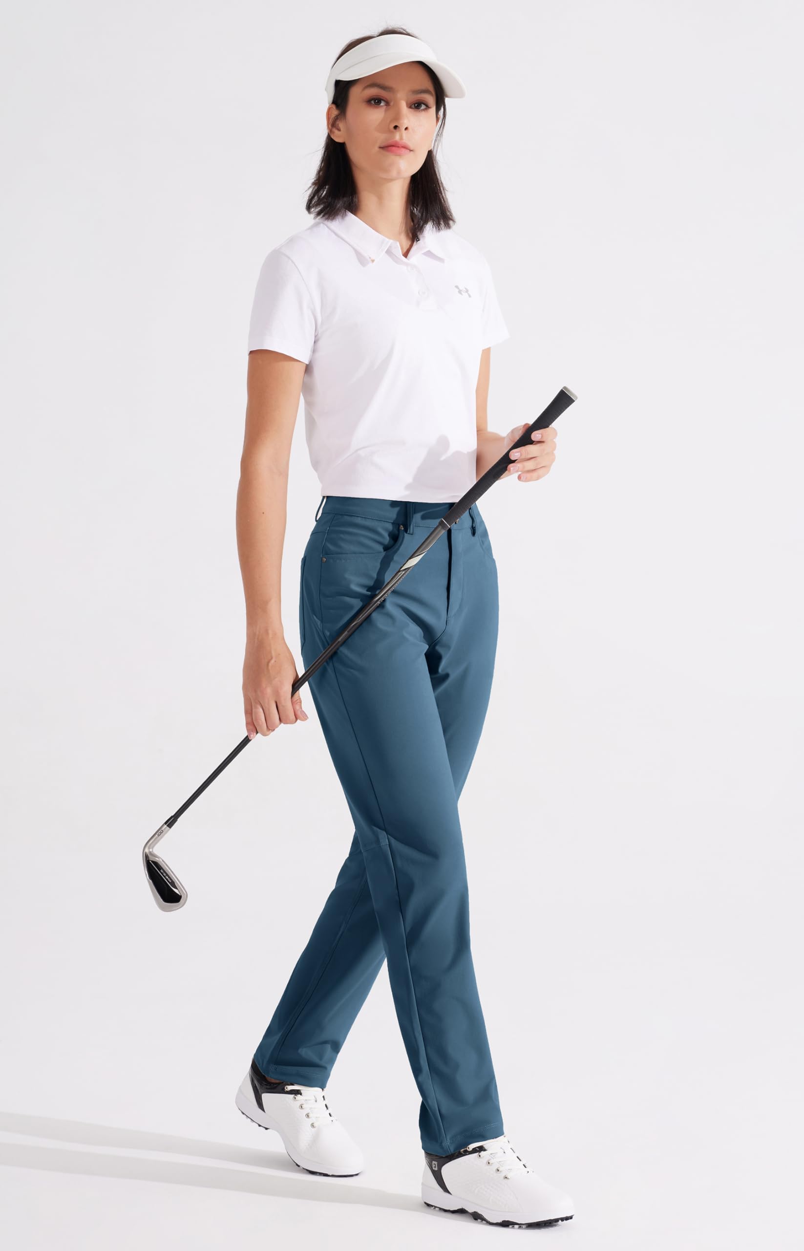 Libin Pantalon habillé pour femme 73,7 cm, 78,7 cm, extensible, jambe droite, pantalon de travail, pantalon de golf décontracté pour le bureau, le travail, le voyage, léger