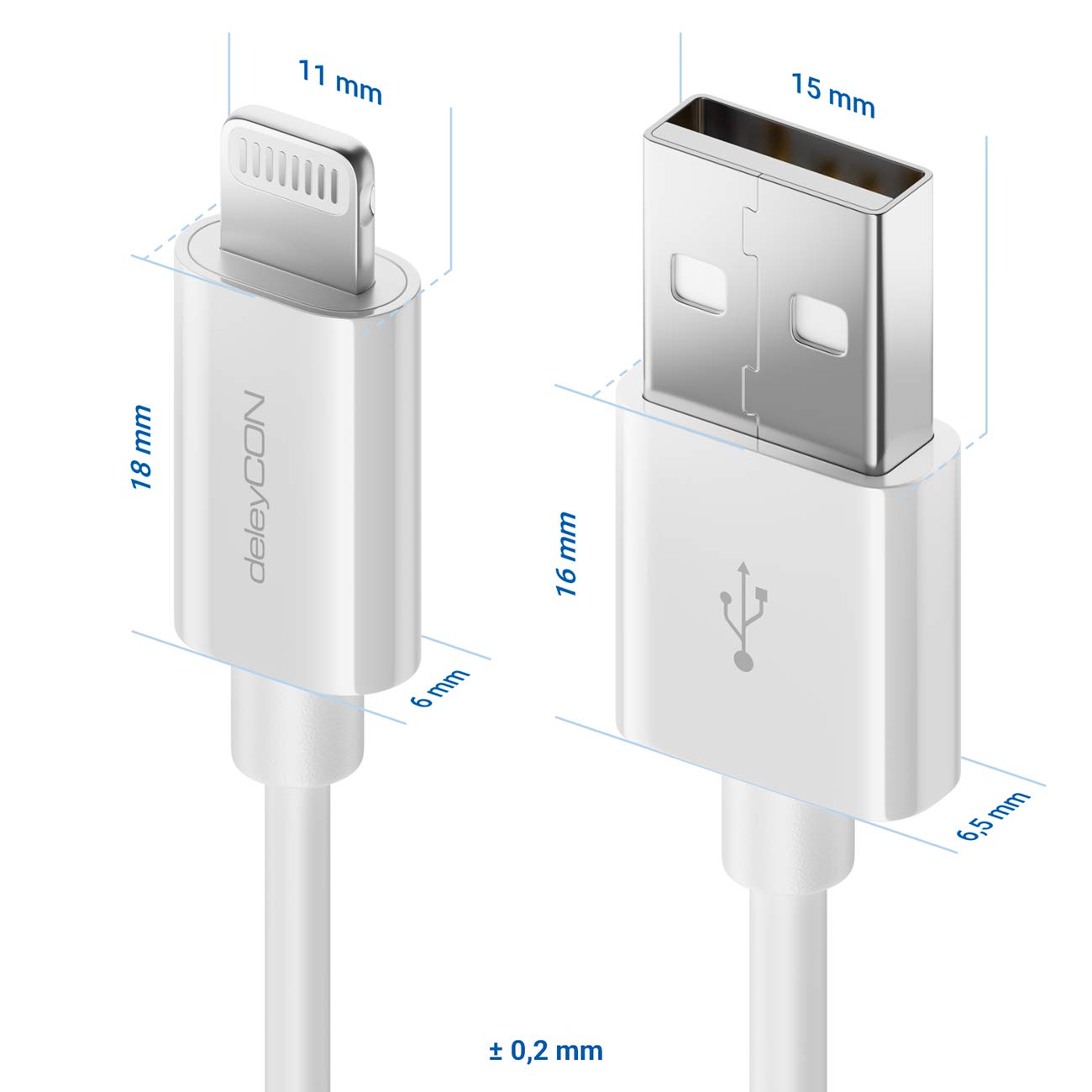 deleyCON 0,15m Lightning 8 Pin Cavo di Ricarica USB Cavo Dati Certificato MFI per Apple iPhone 14 Pro Max 14 Pro 14 Plus 14 SE 13 Pro Max 13 Pro 13 Mini 12 Pro Max 12 Pro 12 Mini - Bianco