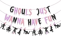 Vista 1 de Guirnalda de carteles de Ghouls Just Wanna Have Fun para Halloween, despedida de soltera, decoración de fiesta de cumpleaños de Halloween
