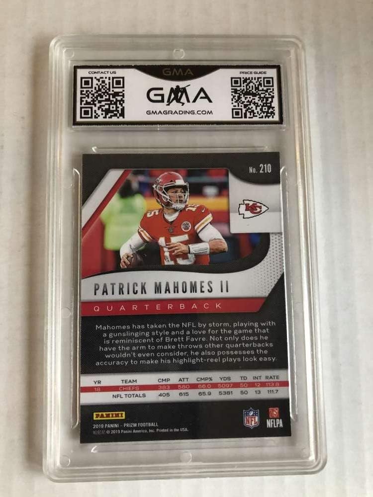 2019 Prizm Football #210 Patrick Mahomes II Kansas City Chiefs Graded GEM MINT GMA 10 Official NFL Trading Card by Panini America (Serial Number May Vary)