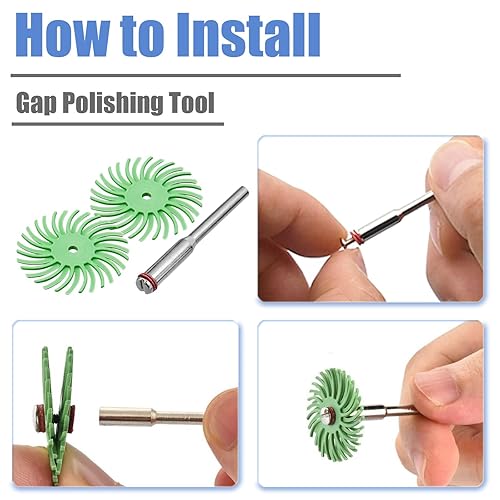 Miniatura 7 de Mesee 50 unidades de discos radiales de cerdas surtidas de 0.984 in1 pulgada cepillos abrasivos con mandriles de 0.093 in y 0.118 in rueda de pulido