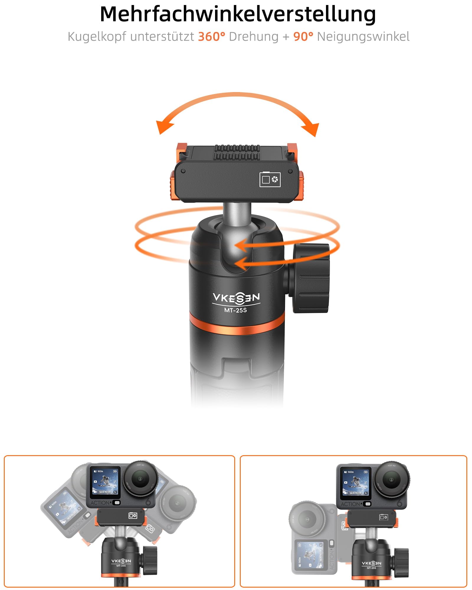 54,5 cm Selfie Stick Stativ für DJI Osmo Nano/Osmo Action 6, 2-in-1 Kleines Tischstativ mit Verlängerungsstab & 360°-Kugelkopf, Ausziehbares Handgriff/Einbeinstativ/Reisen Vlogging Halterung/Zubehör