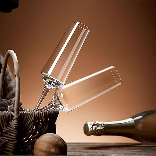 Miniatura 6 de ACHEER Juego de copas de champán de cristal de 6 a 8 onzas, elegantes copas de champán, sopladas a mano, modernas copas de champán, caja de regalo,