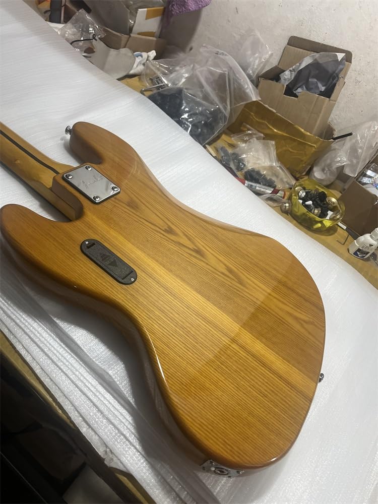 Niestandardowe 4-strunowa gitara basowa Korpus z lipy, palisander, podstrunnica, chromowany osprzęt, żółte, błyszczące wykończenie