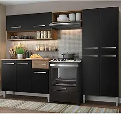 Cozinha Compacta Madesa Emilly Pop Com Armário e Balcão - Rustic/preto