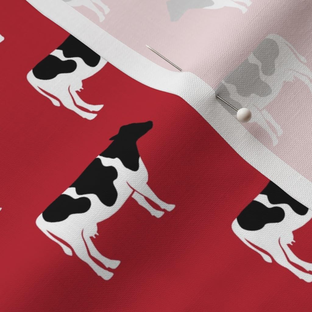 Spoonflower Fabric - Cows Red Farm Cow Black White Animals Nursery Little Arrow Printed on Petal Signature Cotton Fabric by The Yard - Sewing Quilting Apparel Crafts Decor