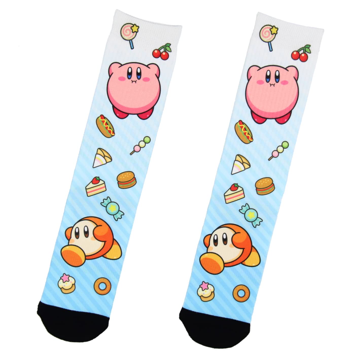 Bioworld Kirby Loves To Eat Gaming Design Sublimation Crew Socks For Men Women