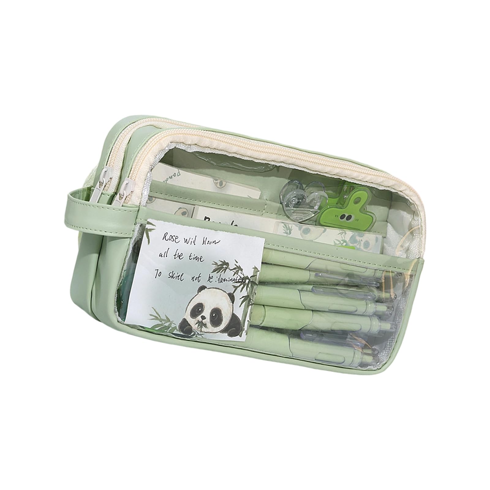 Jazuaiao Multi Compartment Clear School Pouches Spacious PU Pencil Organizers Styles Lightweight Carrying Suitable for Students Large Capacity Clear Pencil Case