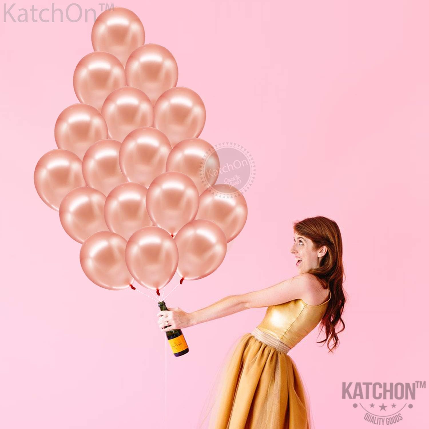 Rose Gold Balloons Set, 50 Pieces - 12 Inch, Metallic Rose Gold Balloon | Rose Gold Balloon Garland for Rose Gold Party Decorations | Rose Gold Balloon Arch Kit for Bridal Shower, Birthday Decorations