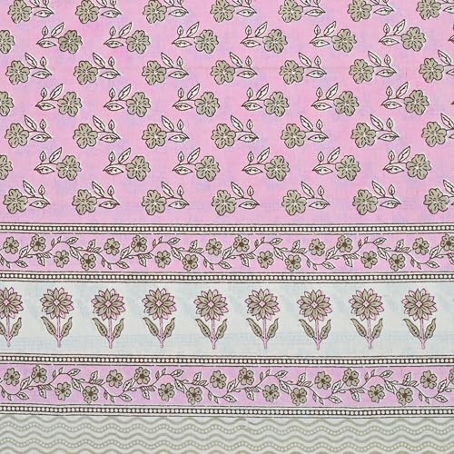 Image of 100% Cotton Single Bedsheet with 1 Pillow Cover | 240 TC Pure Cotton Flat Bed Sheet | Traditional Jaipuri Printed Bedding Set | Soft & Breathable | 60 x 90 Inch (Rangmahal Single 09)