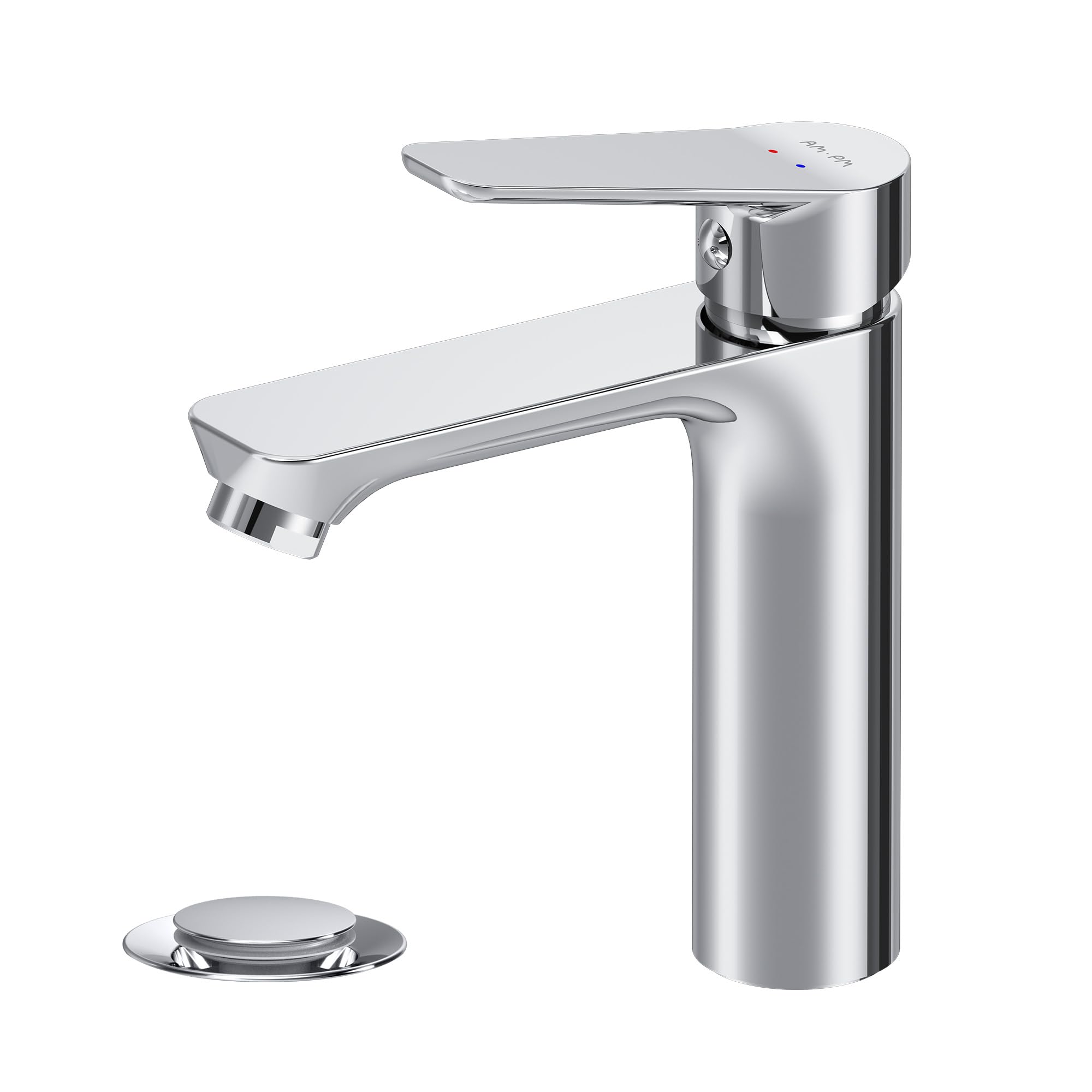 AM.PM – Robinet Salle Bain Hit FTA82200, Mitigeur Lavabo Monocommande en Laiton avec Bonde de Vidage, Robinet Lave-Main Chromé