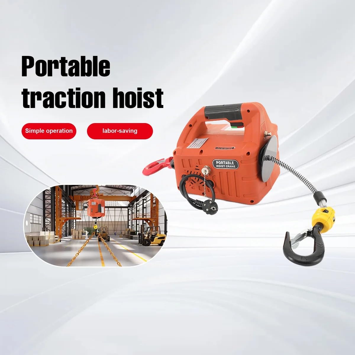 Montacargas eléctrico Polipasto eléctrico de 1500W, cabrestante portátil, grúa, máquina Control remoto inalámbrico, 500kg con
