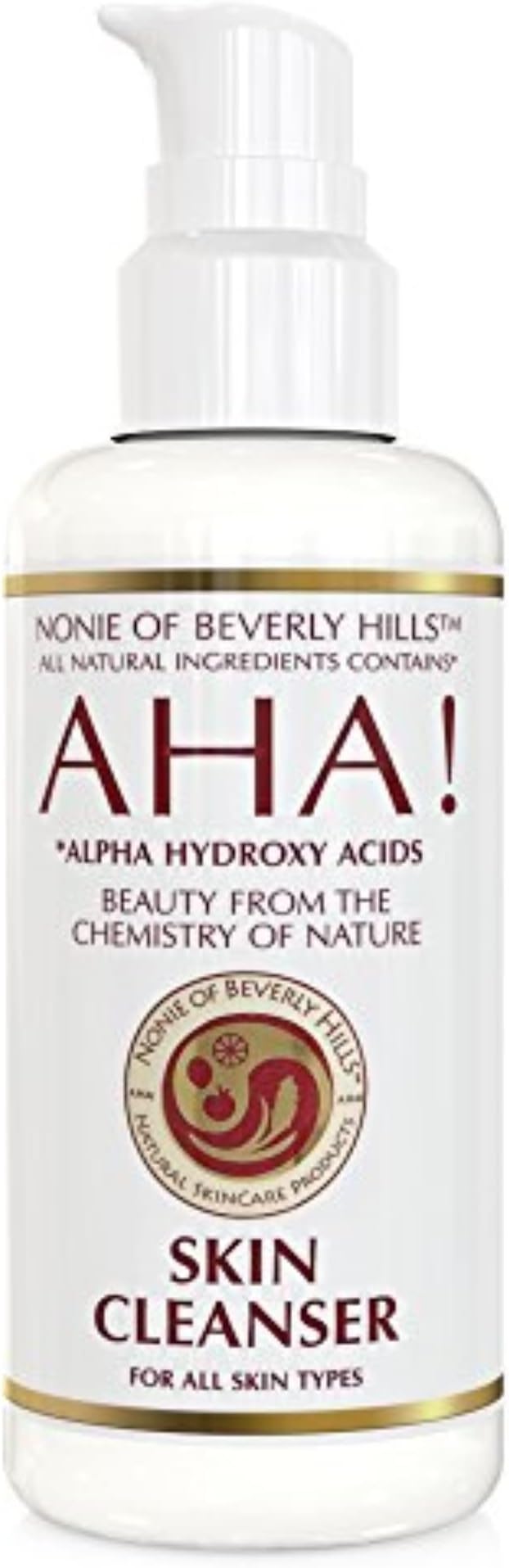 Nonie AHA All-Natural Skin Cleanser โ 100% Vegan & Natural โ Oil-Based Makeup Remover with Exfoliating Alpha Hydroxy Acids โ Pore Management & Anti-Aging Formula โ 7.0 Oz